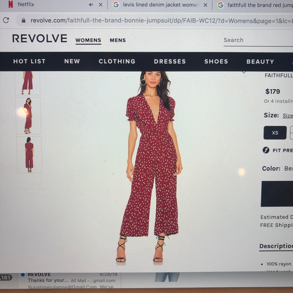 Faithfull the brand Revolve red Bonnie jumpsuit